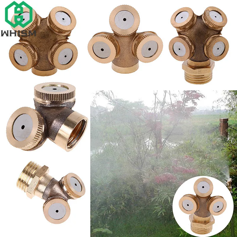 WHISM Adjustable Brass Spray Head Misting Nozzle Garden Sprinkler Watering Irrigation Fitting Home Agricultural Fogging Sprayer
