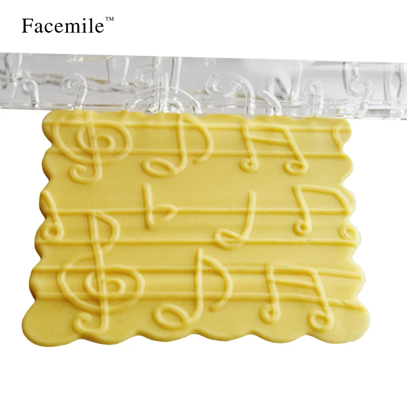 

Baking DIY Textured Embossing Rolling Pin Transparent Embossing Music Note Design Fondant Sugar Craft Cake Decor Gift