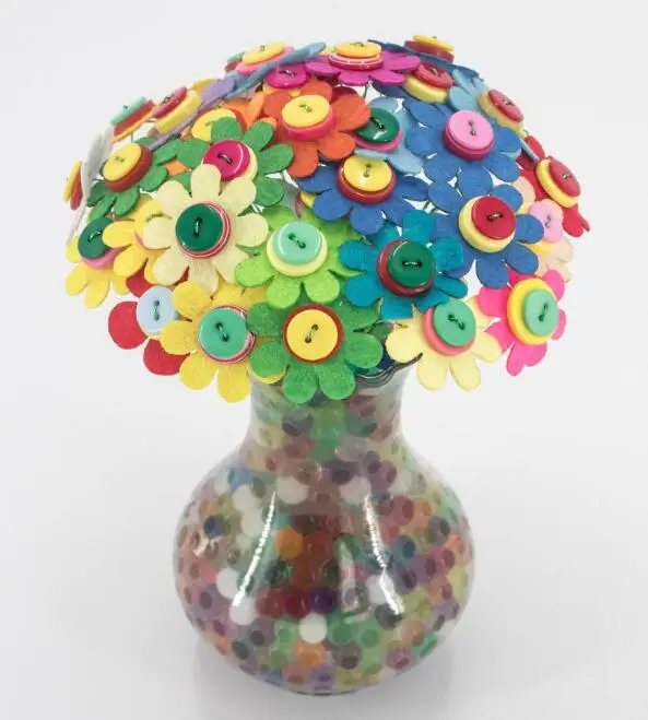 DIY Цветы Красочные смешанные кнопки Craft фетра букеты комплект творческий DIY Кнопка цветы игрушки ремесло Железная проволока Детский