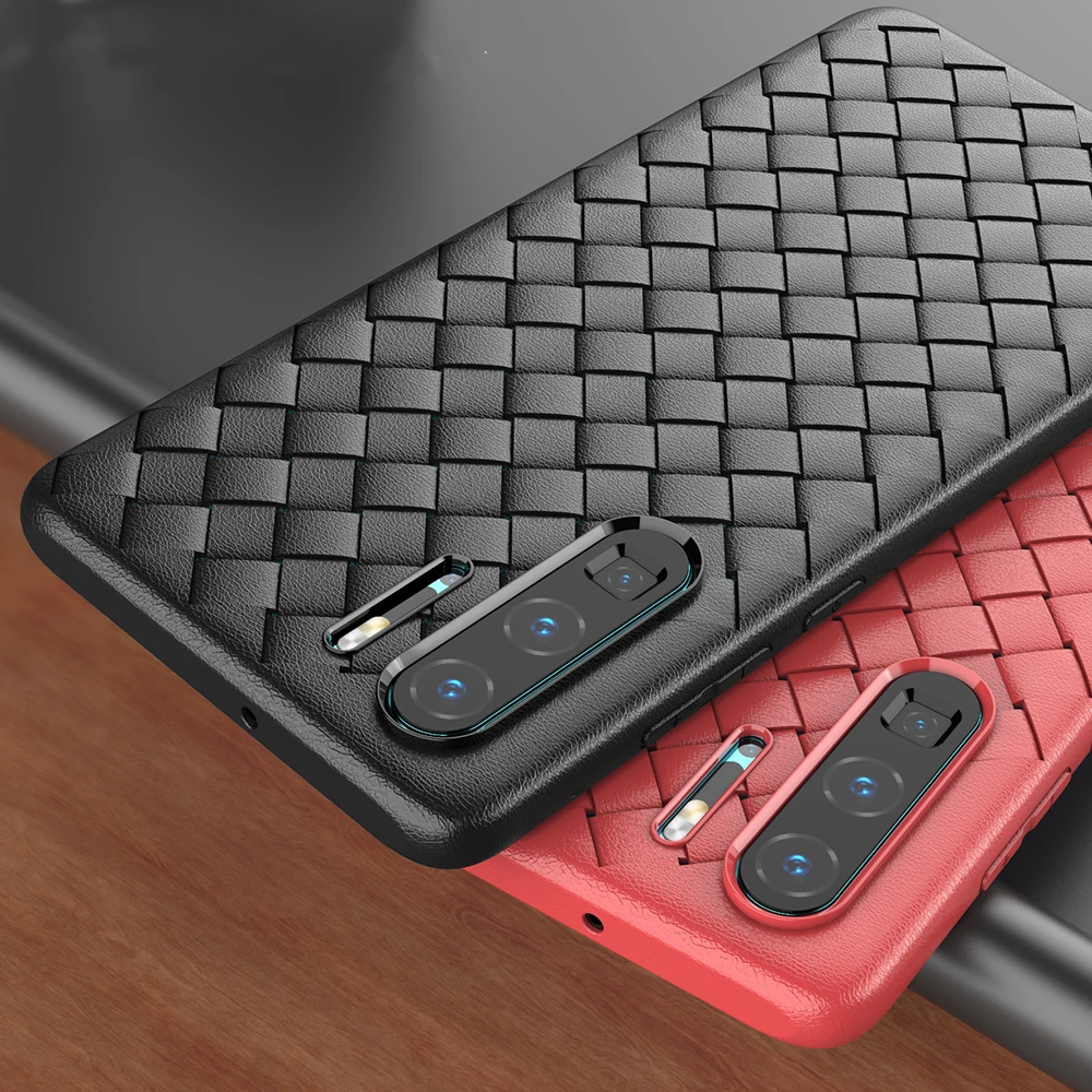 

For Huawei P20 Mate 10 20 P30 Pro Nova 3 3i 4 4e Honor 10 Lite View 20 Play 8A 8X Weave Woven Grid Soft TPU Silicone Cover Case