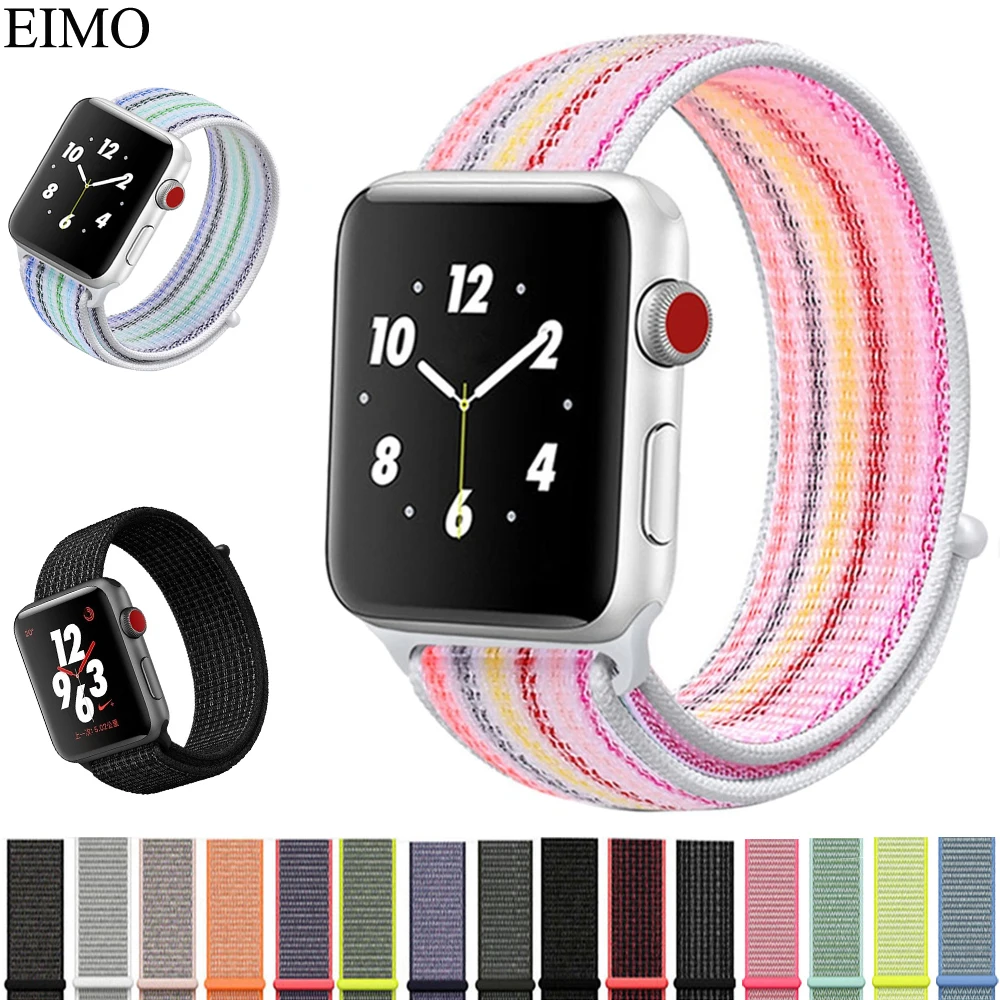 

EIMO Sport Loop Band strap For Apple Watch woven nylon iWatch 3/2/1 42mm 38mm wristband Bracelet Breathable Lightweight Belt