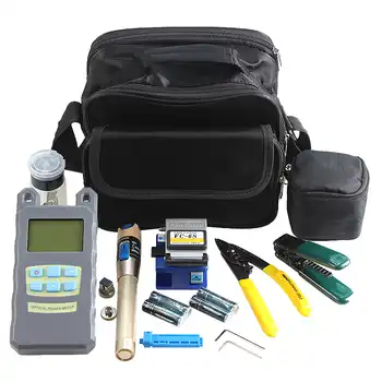 AUA 9 In 1 Fiber Optic FTTH Tool Kit with Fiber Cleaver Optical Power Meter 5km Visual Fault Locator - SALE ITEM - Category 🛒 Cellphones & Telecommunications