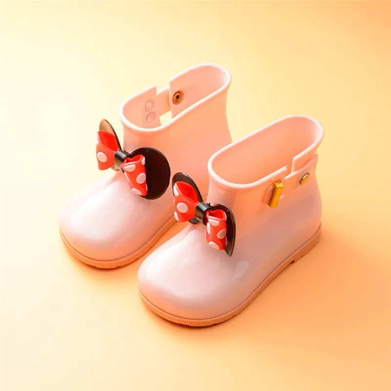 children's rain shoes girls Kids Children Baby Girls Bowknot Dot Rubber Waterproof Student Boots Rain Shoes #4M02 (12)
