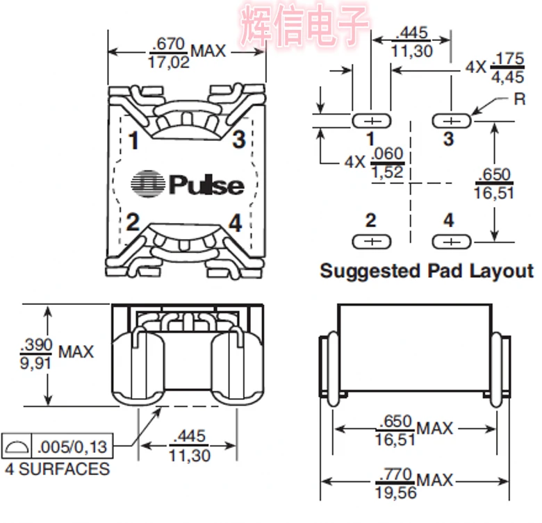4.7A 770UH common-mode inductor P0422NL SMD common-mode choke coil converter filter 3_副本