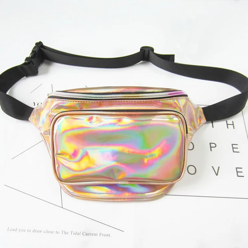 

Adisputent Women Men Laser Hologram Waist Cool Bag Handbag Translucent Reflective Laser Fanny Pack Pillow Shape Waist Chest Bag