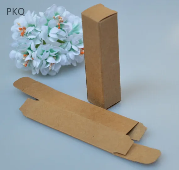 

50pcs Wholesale Small Gift Box for Lipstick Brown Kraft Paper Box DIY Perfume Essential Oil Bottle Packaging Box 2x2x8.5cm