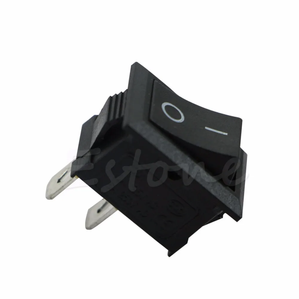 

1PC 250V 3A Mini Boat Rocker Switch SPST ON-OFF KCD1-2Pin Black Plastic Button