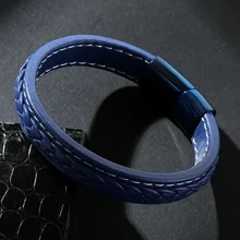 Модный 12*6 мм браслет из натуральной кожи женский из нержавеющей стали манжеты браслеты и браслеты мужские ювелирные подарки Bileklik Pulseira