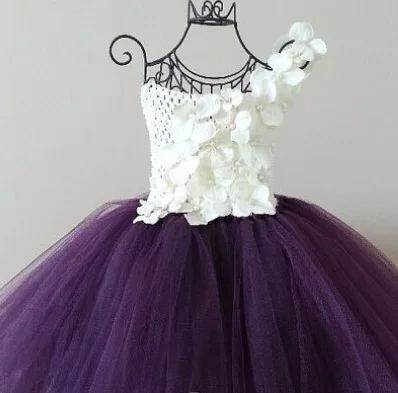 violet flower girl dresses
