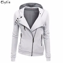 

CLYTIE Women Coat White Color Zipper Hooded Jacket Long Sleeve Outwear Fashion Autumn Winter Coats Kawaii 2017 GM2642