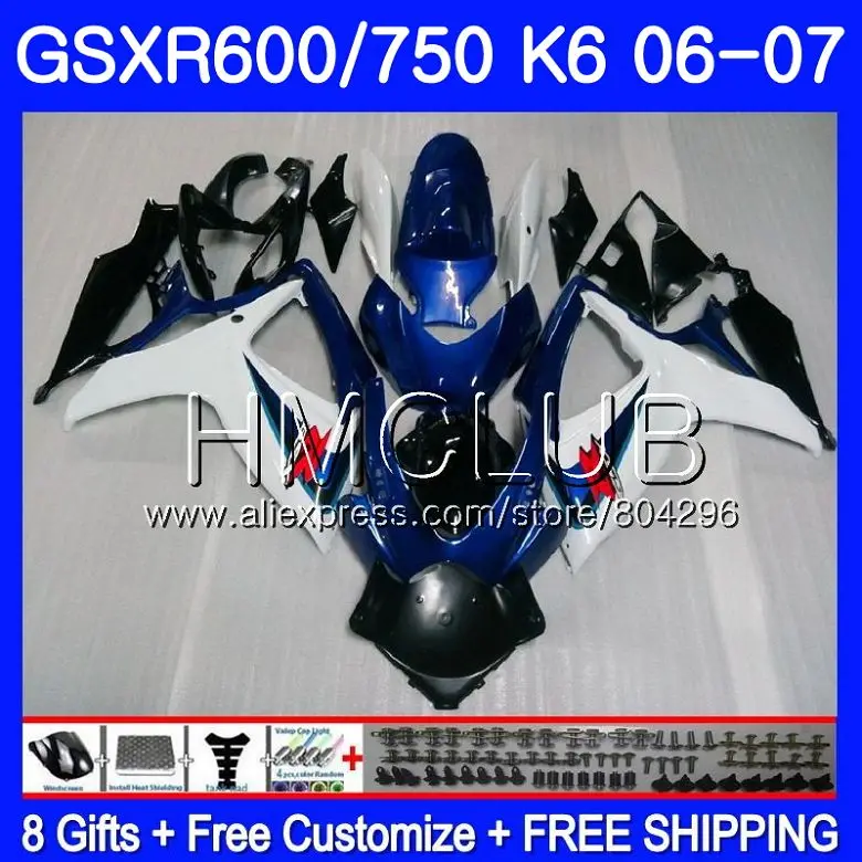

Body For SUZUKI GSXR 600 750 GSX R750 GSX-R600 Pearl blue 06 07 5HM.8 GSXR600 06 07 GSXR-750 K6 GSXR750 2006 2007 Fairing kit