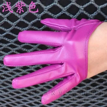 Женские модные перчатки из искусственной кожи с полуладонями на полный палец, женские перчатки в стиле хип-хоп ярких цветов R1893 - Цвет: light purple