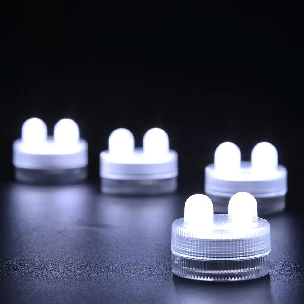 

100pcs Dual Double LED Submersible LED Floralyte Light 2pcs CR2032 Battery Operated Long Lasting Aquarium Waterproof led lights