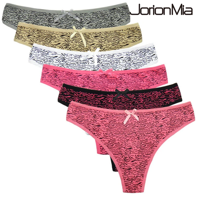

6 Pack Women Underwear Fashion Wave Print Cotton Panties for Women Cute Briefs Sexy G-string Thong Boyshort Panties 87329