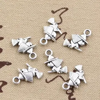 

30pcs Charms Witch Riding Broomstick 16x12mmhandmade Pendant Making fit,Vintage TibetanBronze,DIY For Necklace