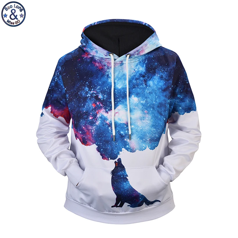 

Mr.BaoLong dropshipping funny galaxy 3D printed men's hooded Hoodies New plus size M-3XL Drawstring pullover hoodies ZH26