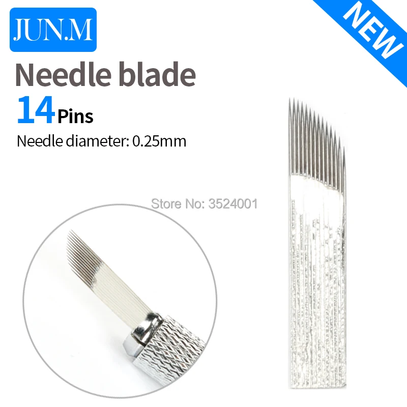 100 pcs Curved 14 Pin Permanent Makeup Eyebrow Tatoo Blade Microblading Needles For 3D Embroidery Manual Tattoo Pen Ma