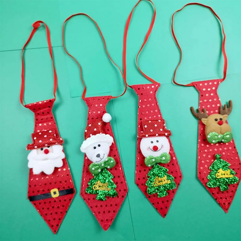 Светодиодный Рождественский галстук, светящийся блестками, Санта-Клаус, медведь, снеговик, лось, галстук для детей, мультяшный галстук, украшение, подарок на год