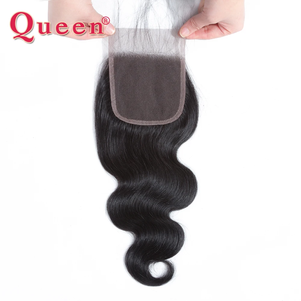 Queen hair продукты бразильский волны человеческого тела пучки волос Кружева закрытия с ребенком волос 100% Волосы remy ткань расширения ThreePart