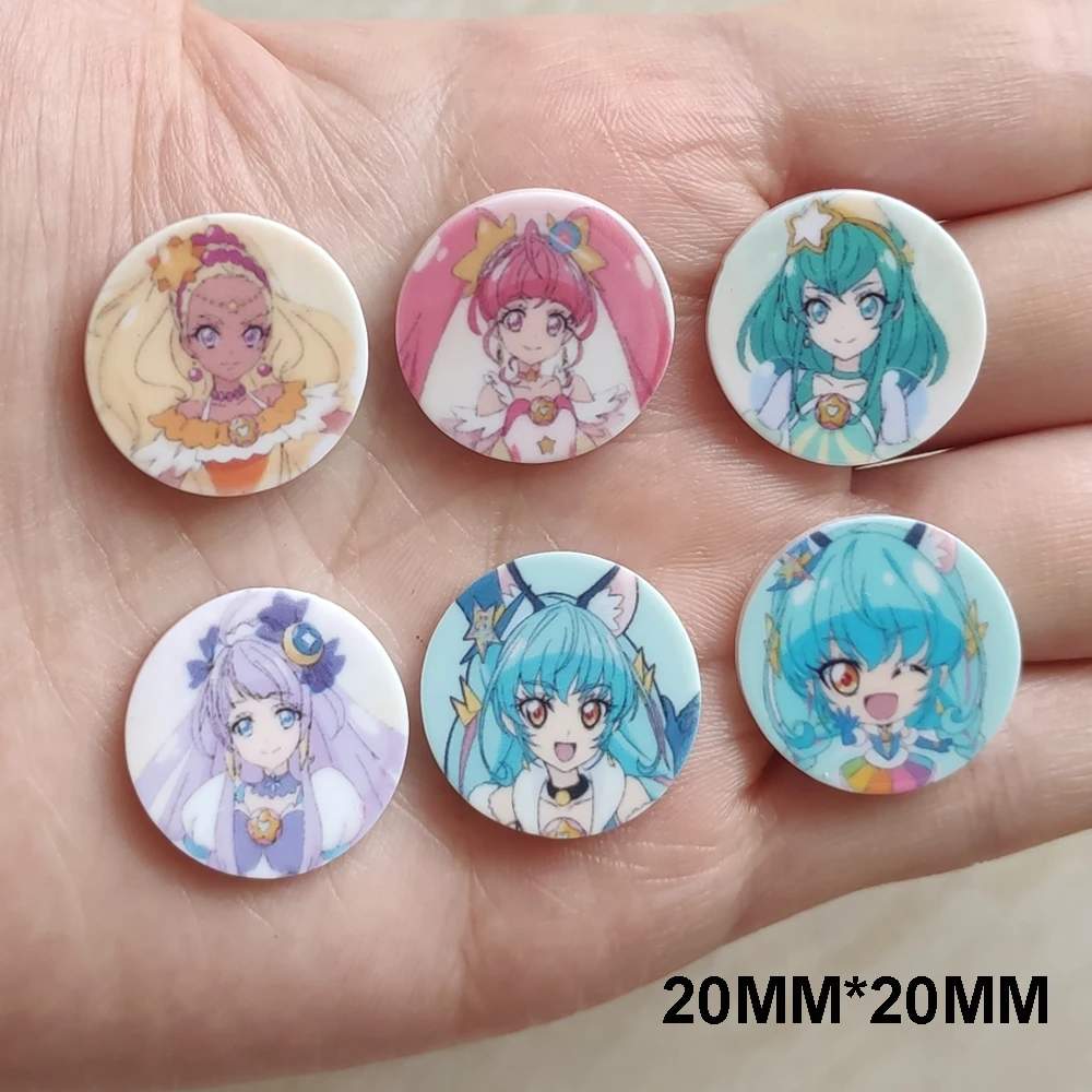 

60pcs 6 Styles Mix 20MM Small Size Japan Cartoon Flatback Resin Cabochon Girl Planar Resin DIY Craft Embellishments Accessories