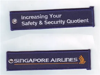 

Singapore Airlines Increasing Your Safety & Security Quotient Fabric Embroidery Pilot Key Chains