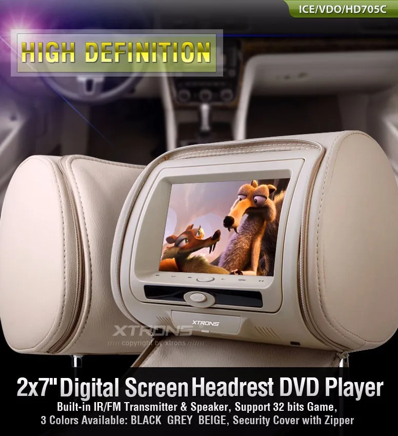 Flash Deal 2x7" Beige Headrest Car Monitor with DVD Function & USB SD FM Transmitter IR Transmitter & 2 IR Headphones(Black&Grey Optional) 0 Flash Deal 2x7" Beige Headrest Car Monitor with DVD Function & USB SD FM Transmitter IR Transmitter & 2 IR Headphones(Black&Grey Optional) 0
