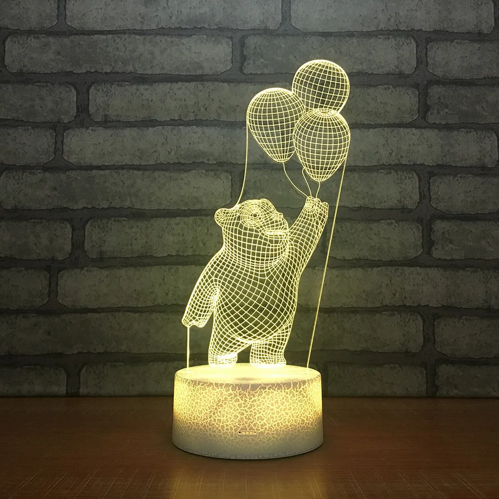 

Cross Border Special Night Table Lamp Custom Gift Night light Bedroom Decoration Acrylic 3d Visual Light Bear Desk Lamp
