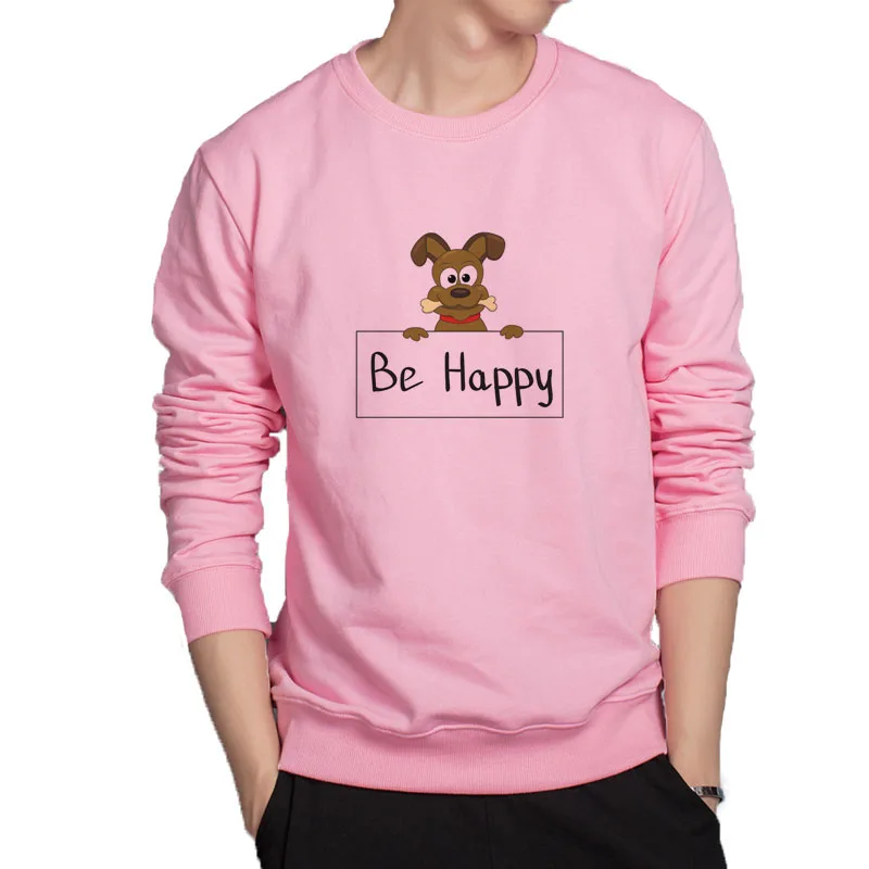 

Be happy hoodies lovely dog sweatshirt funny hoodie men casual streetwear cheap sale sudadera hombre original sweatshirts men