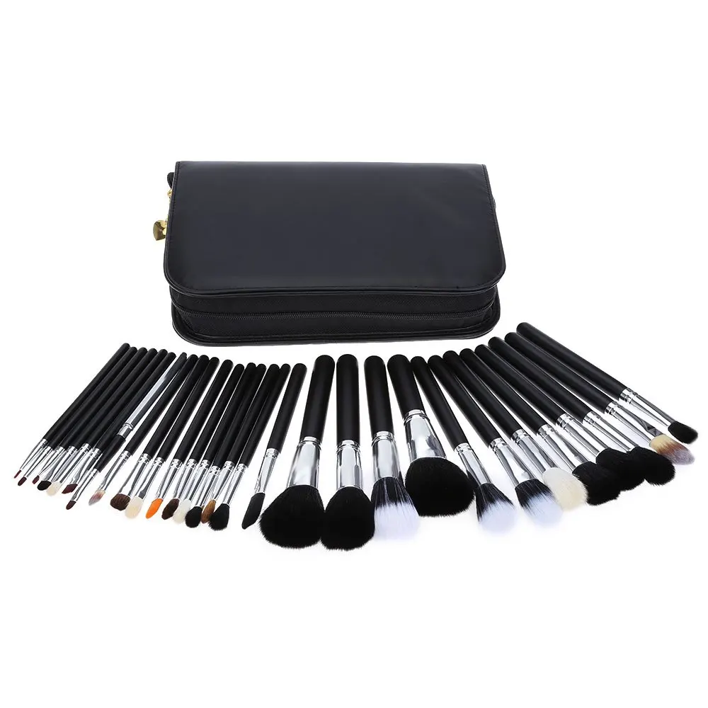 

29pcs Professional Brush Eyebrow Women Cosmetic Tool Makeup Brush Set With Black Leather Case Foundation Eye Shadow Kit1