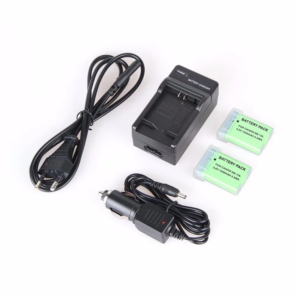 

2PCS NB-13L NB13L Camera Battery + Car Charger Set for Canon G5 X G5X G7 X G7X G7 X Mark II G9 X G9X Mark II SX620 SX720