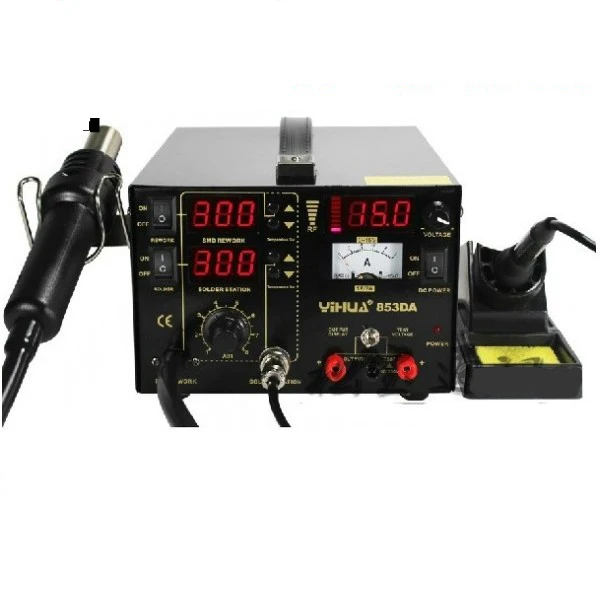 

DHL Free YIHUA 853DA 4 Nozzles Electronic Mobile Phone Rework Station With DC Power Supply