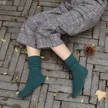 Плотные женские носки; сезон весна-осень-зима; однотонные женские носки из кроличьей шерсти; японский стиль; 10 цветов; носки без пятки; чулочно-носочные изделия для студентов