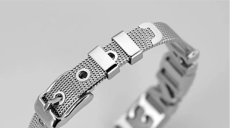 

12Pcs/Lot 10MM / 8MM Stainless Steel Chain Bracelet With Rubber Stoppers Use To DIY With Slide Rhinestone Letter