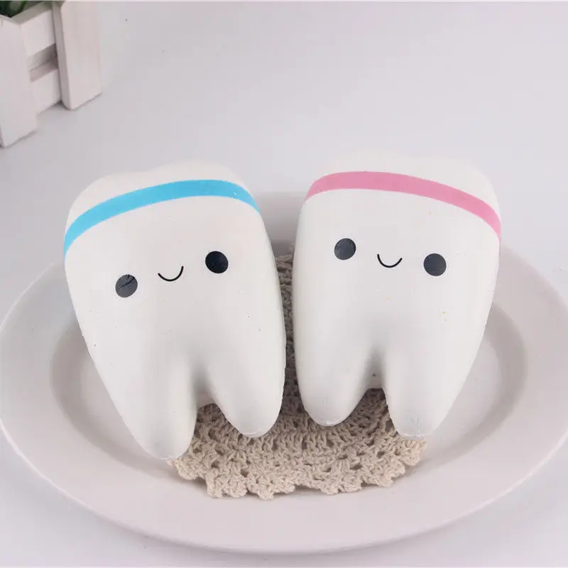 

Kawaii Cute Teeth Soft Squishy Slow Rising Foam Dentist Teeth Hand Kids Toys Gift With Chain Fun Jokes