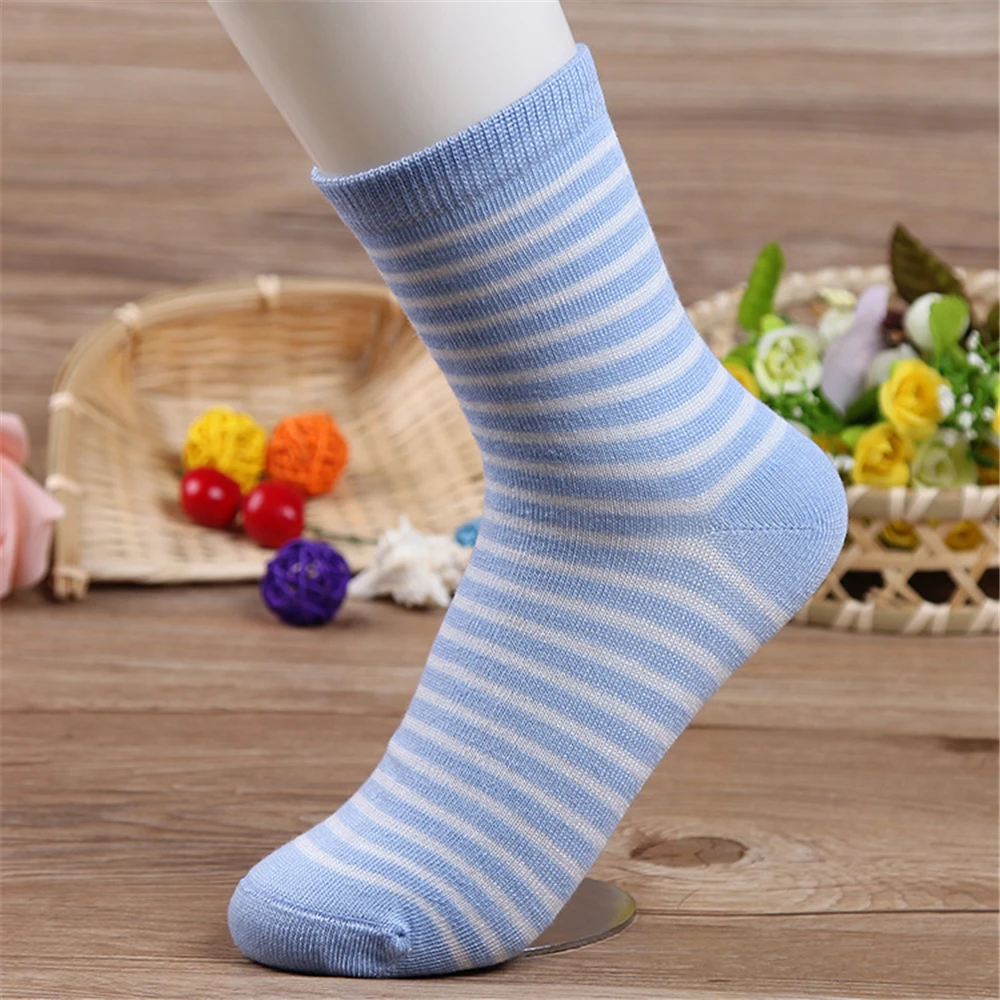 1 Pair Princess Girl Cute Sweet Women Ladies Tube Socks Stripes pattern sokken Soft warm sox