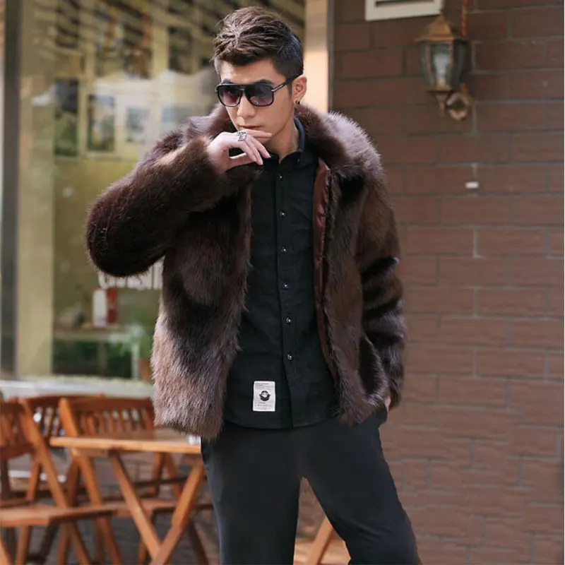 Hot sale new winter fashion men faux fur coat,Men high end