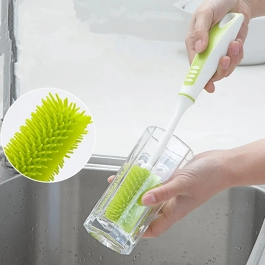 Long Handle Glass Bottle Cleaning Brush Soft Nano TPR Cup Brush