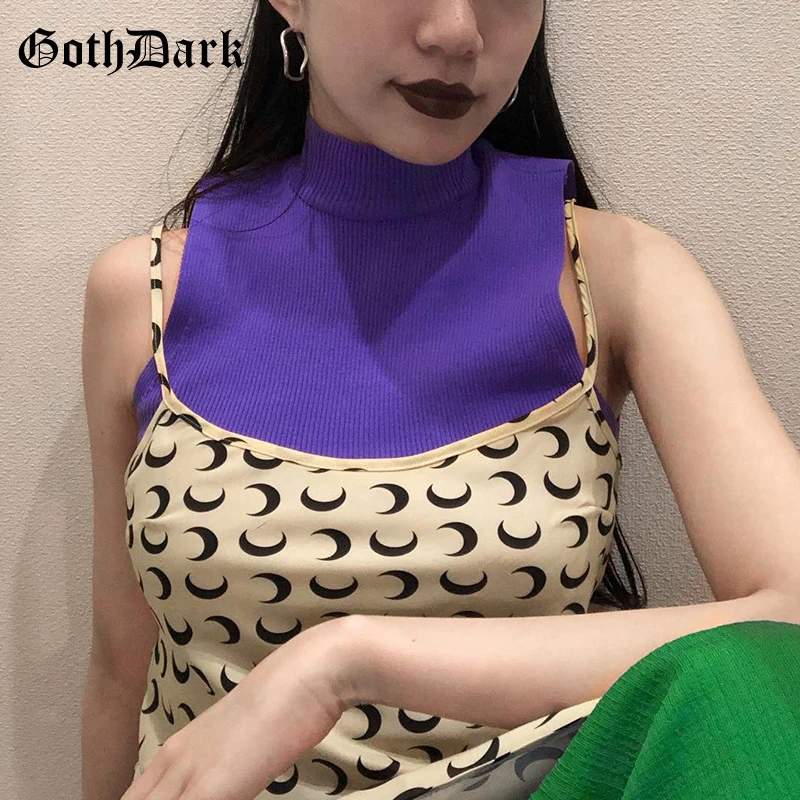 

Goth Dark Moon Print Gothic Aesthetic Tops Spaghetti Strap Suqare Neck Sleeveless Casual Female Top Summer 2019 Vintage Sexy