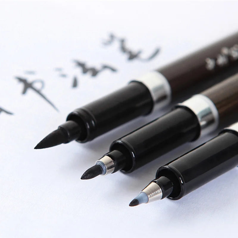 3/4 pcs/lot Hand Lettering Brush Pen Black Ink Calligraphy Pen Markers Art  Writing Office School Supplies Stationery Student