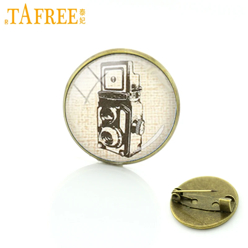 

TAFREE Antique camera brooches pins vintage classic simple camera lens Photography lovers badge for men women gifts jewelry T844