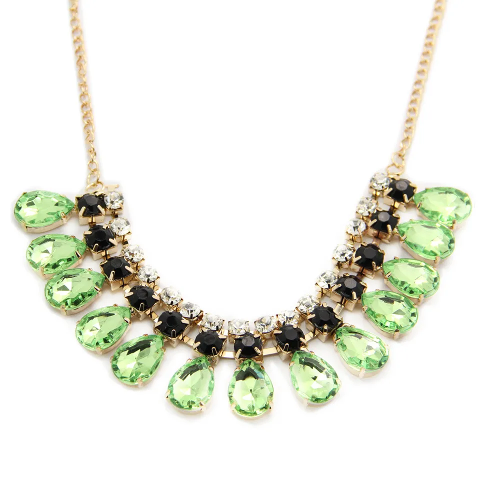 Shadela Green Gem Crystal Necklaces & Pendants CX160in Chain Necklaces