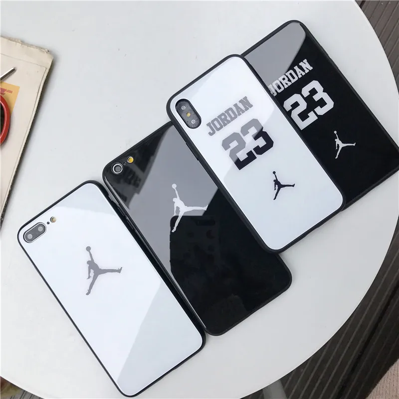 

Flyman Air 23 Jordan Glass Case for iPhone X Xs Max Xr 8 7 6 6s Plus Sports Simple Cover For Samsung S10 S9 S8 Note 9 Coque capa