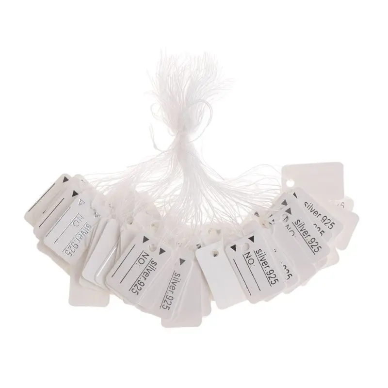 

500pcs Price Tag 925 Silver Jewelry Label Rope String Hanging Chain Display Tie Gift Wholesale W77