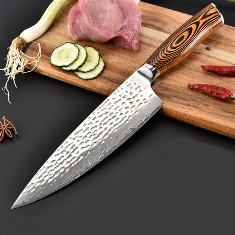 CHU YAN 67 layers Damascus steel kitchen Chef knife with Pakka wood