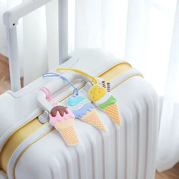

Kawaii Ice Cream modeling silicone Luggage Tags ID Address Holder Baggage Label Identifier Travel Accessories