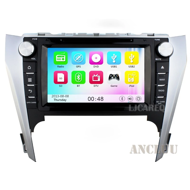 8 inch Car DVD For Toyota Camry 2012 2013 GPS navigation tape recorder car raido stereo with SWC BT free map silver6