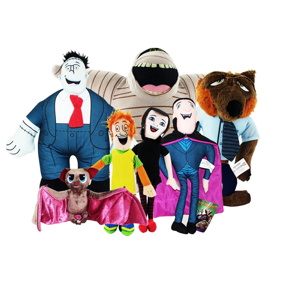 

Wonderful 37cm 7pcs/lot Hotel Transylvania Plush frankentein dennis werewolf man Dracula Mavis Jonathan Mummy Murray Stuffed Toy