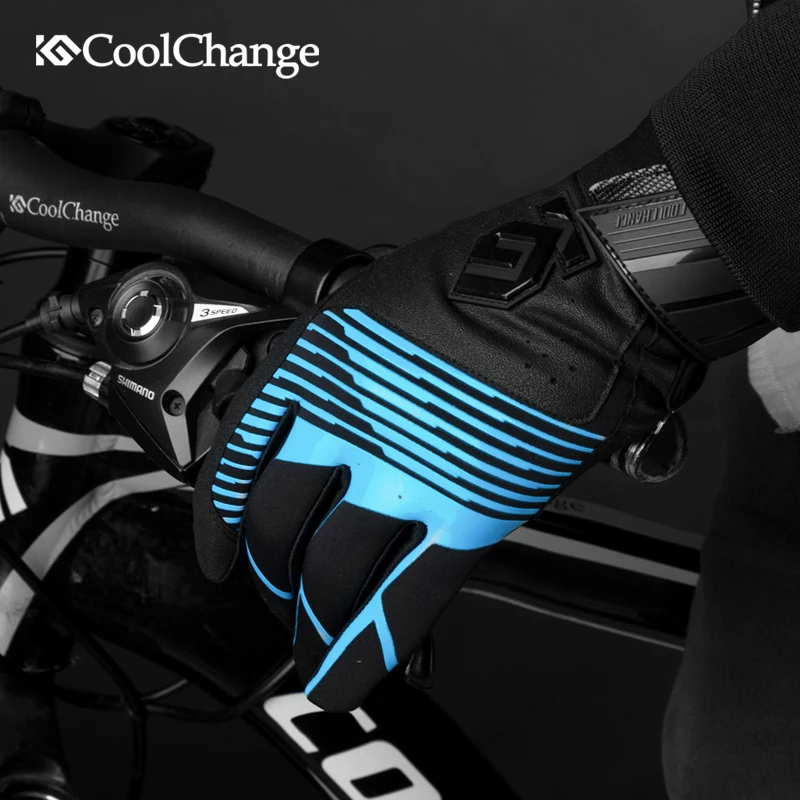 Велосипедные перчатки CoolChange с длинными пальцами зимние дышащие ветрозащитные