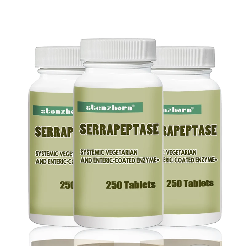 3 бутылочки Serrapeptase 80, 000iu, всего 750 шт фермента, могут уменьшить вязкость слизи в дыхательных трактах