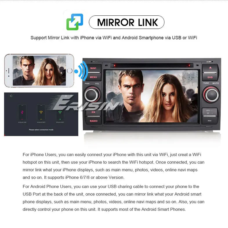 Excellent 7" Android 8.1 OS Car DVD Multimedia Navigation GPS Radio for Ford Transit 2005-2011 & Ford Focus 2005-2007 & S-Max 2006-2008 8